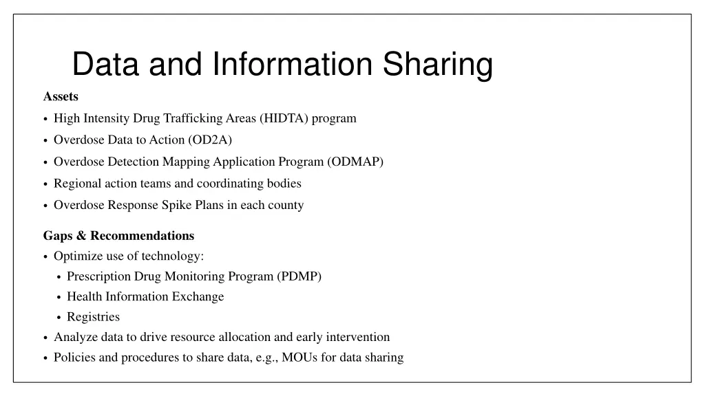 data and information sharing assets