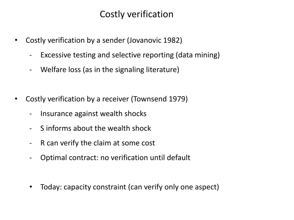 costly verification