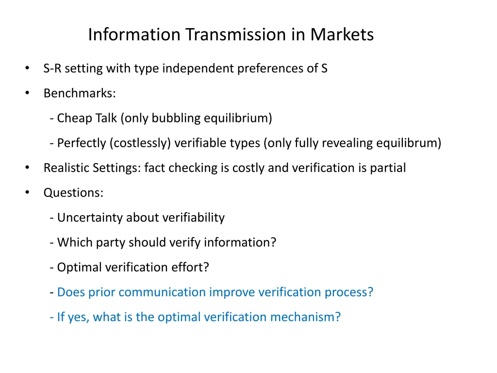information transmission in markets