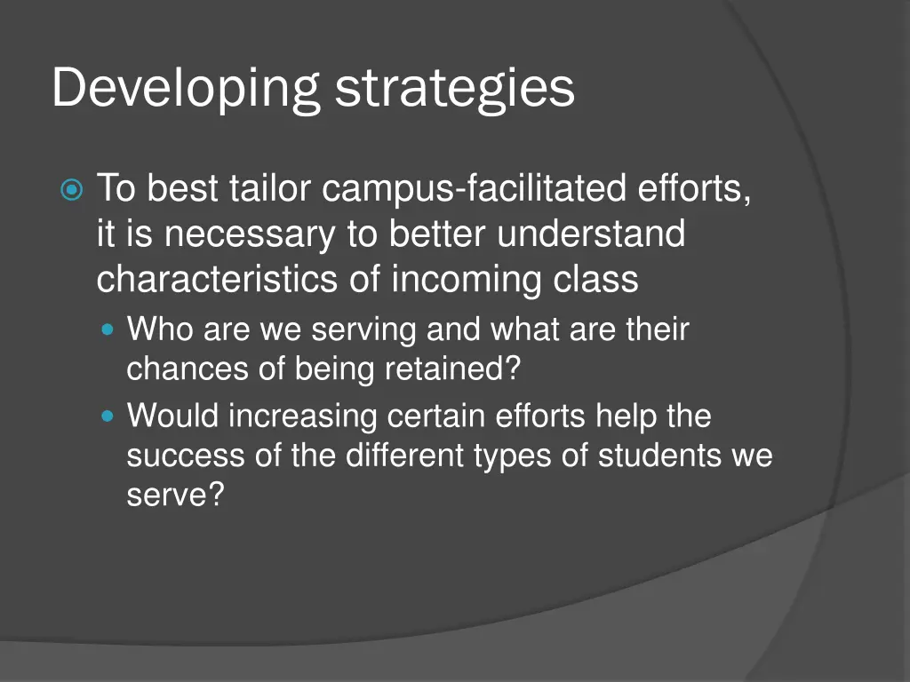 developing strategies
