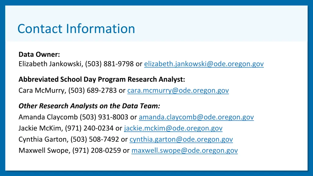 contact information