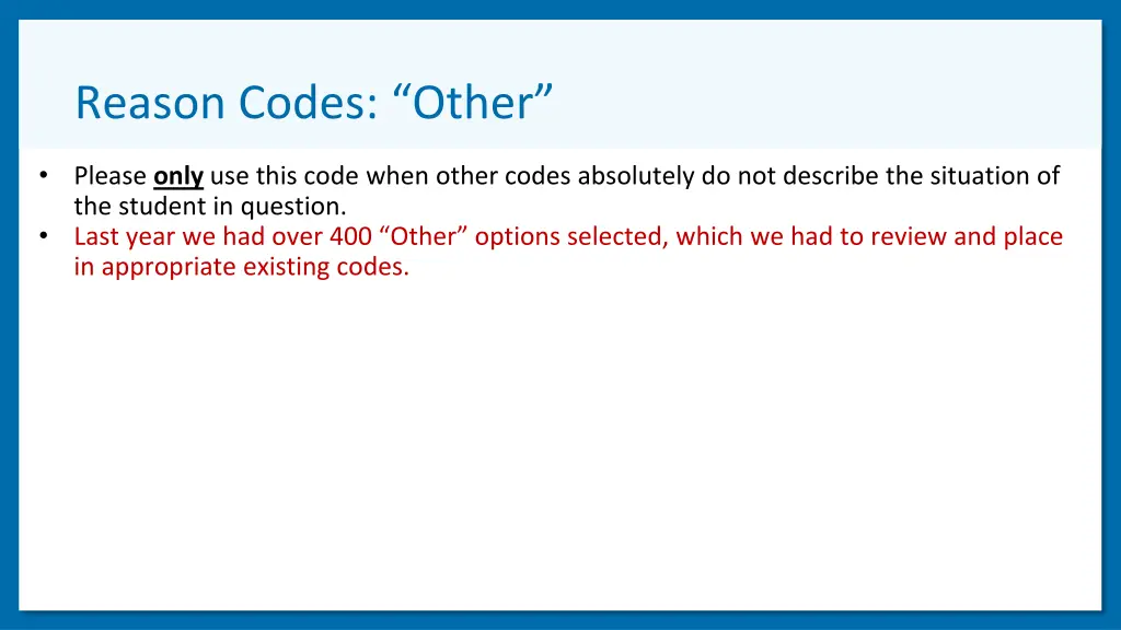 reason codes other