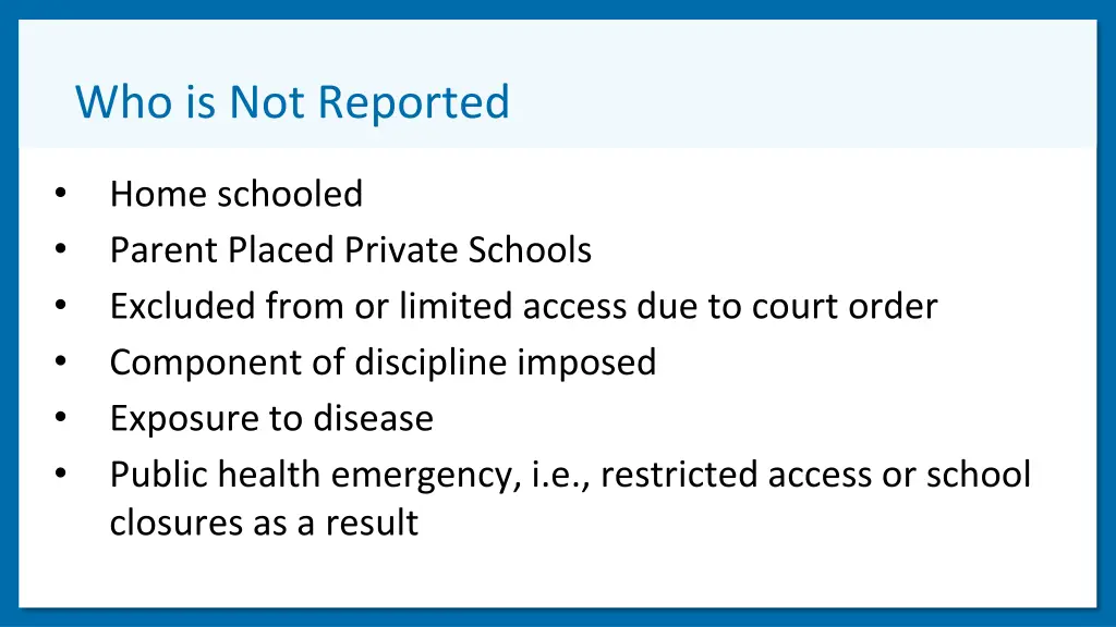 who is not reported