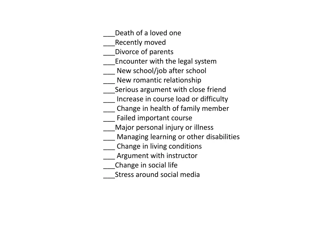death of a loved one recently moved divorce