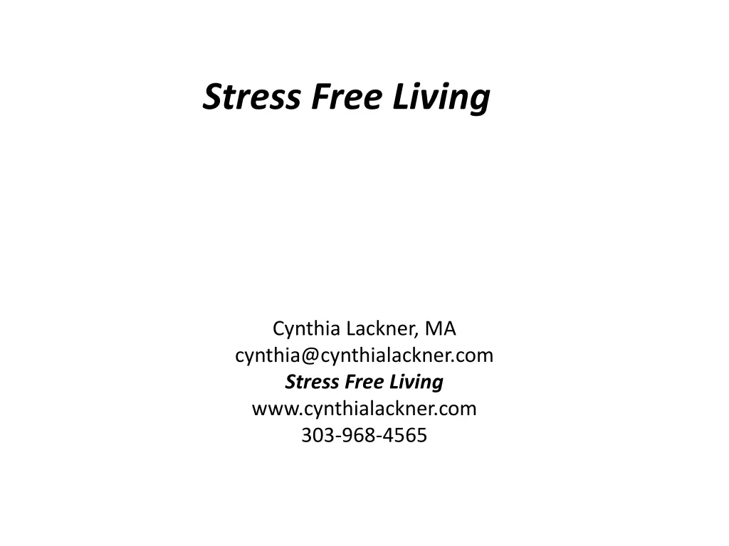 stress free living 2