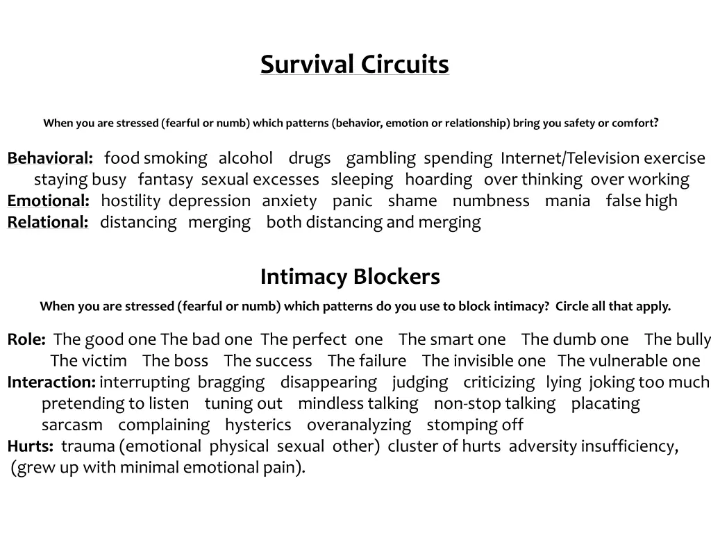survival circuits