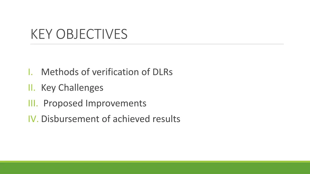 key objectives