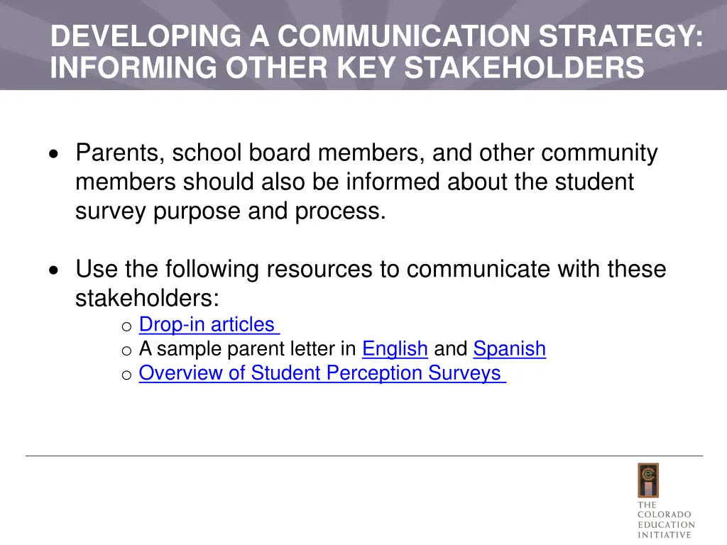 developing a communication strategy informing