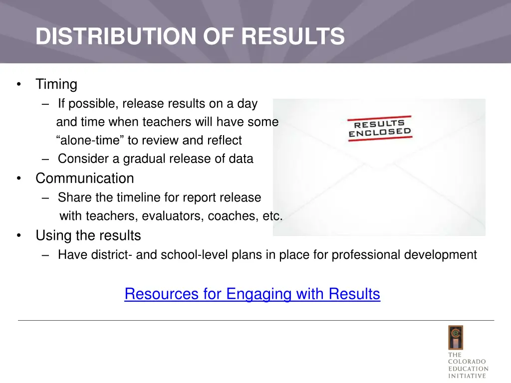 distribution of results