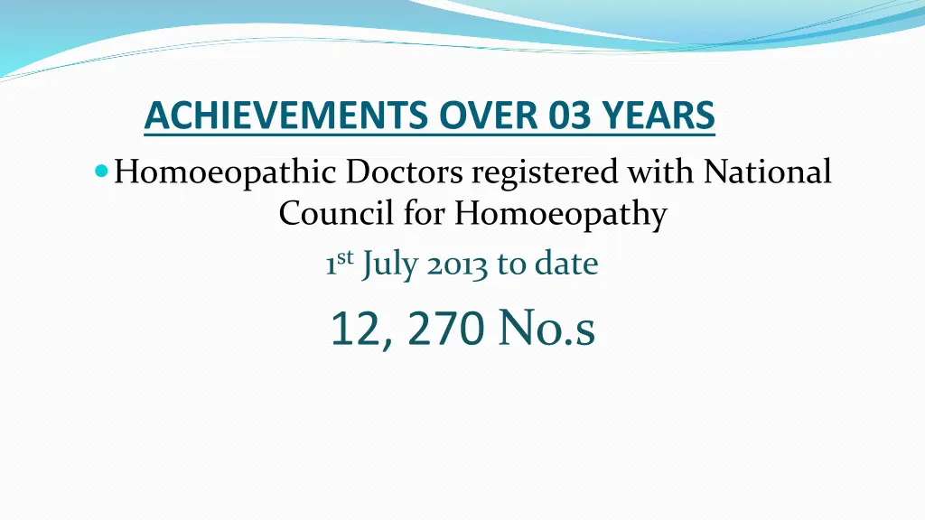 achievements over 03 years homoeopathic doctors