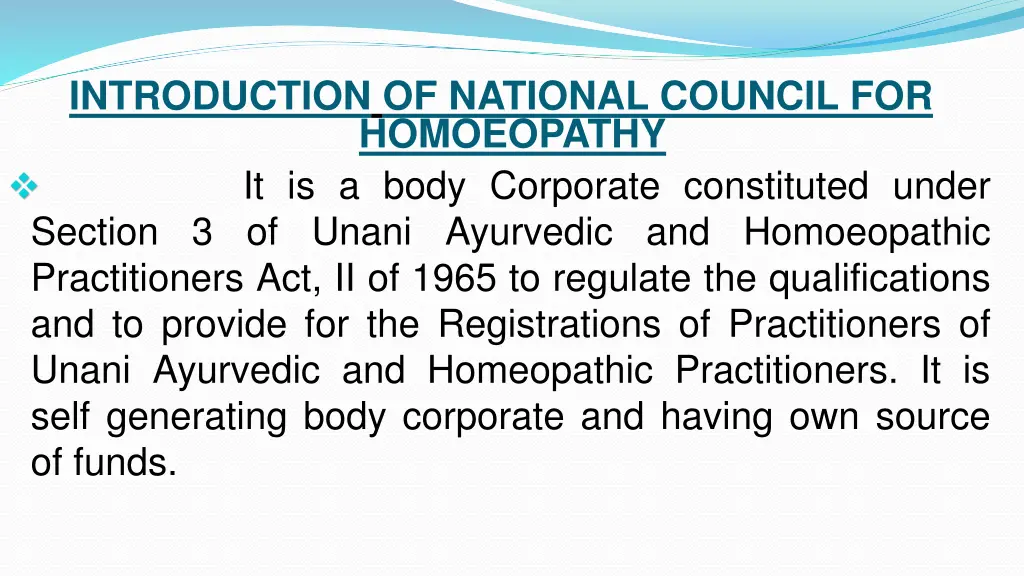 introduction of national council for homoeopathy