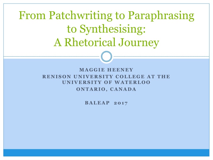 from patchwriting to paraphrasing to synthesising