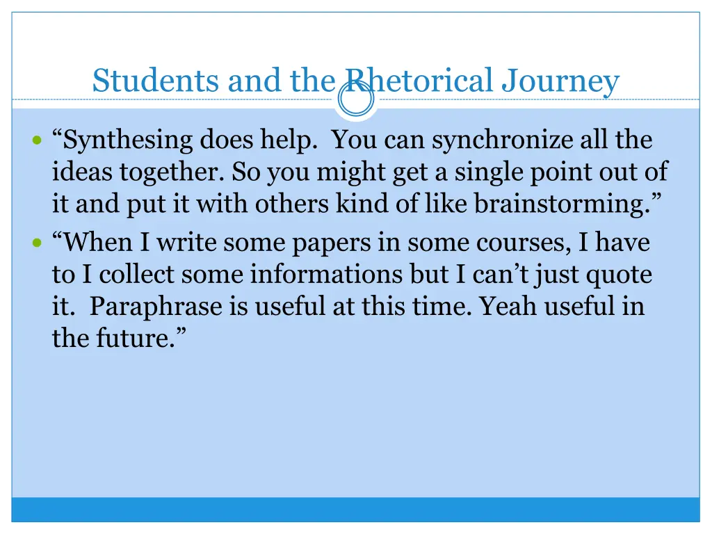 students and the rhetorical journey
