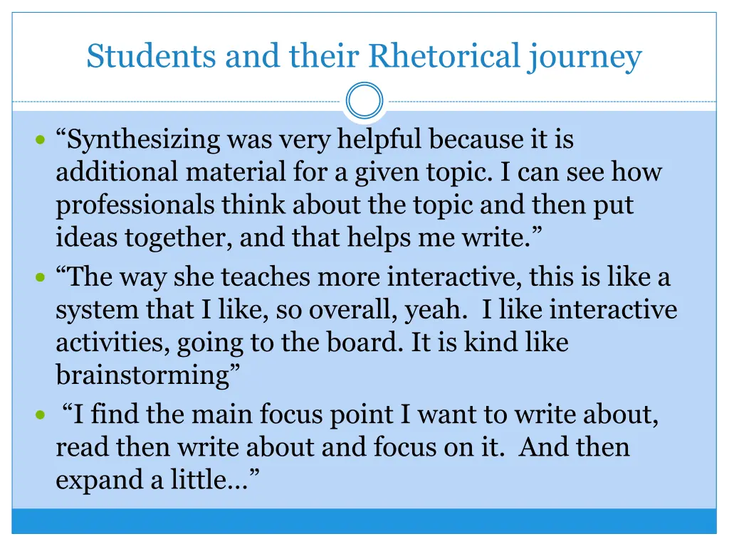 students and their rhetorical journey