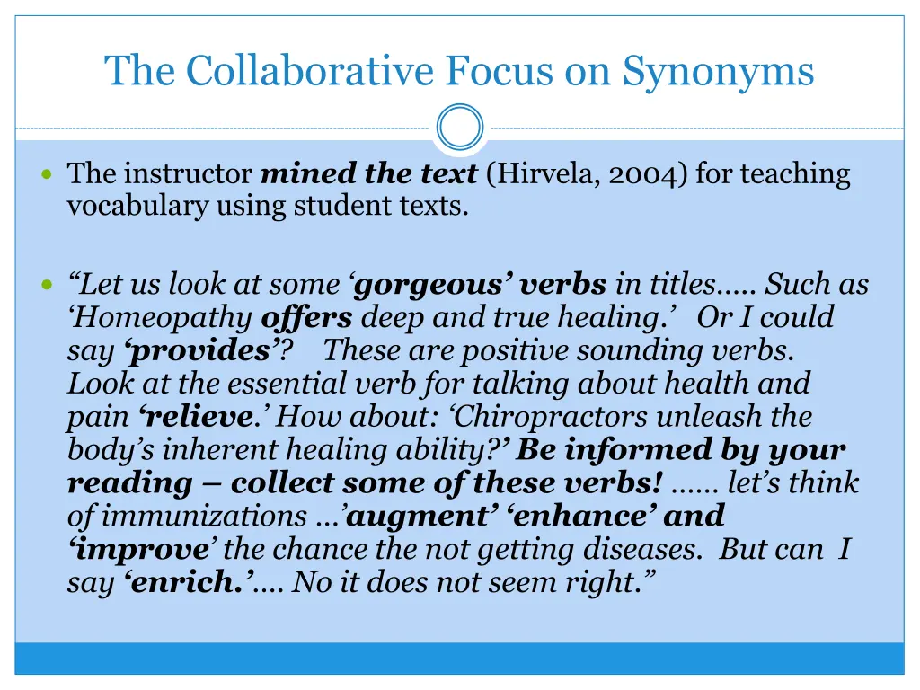 the collaborative focus on synonyms
