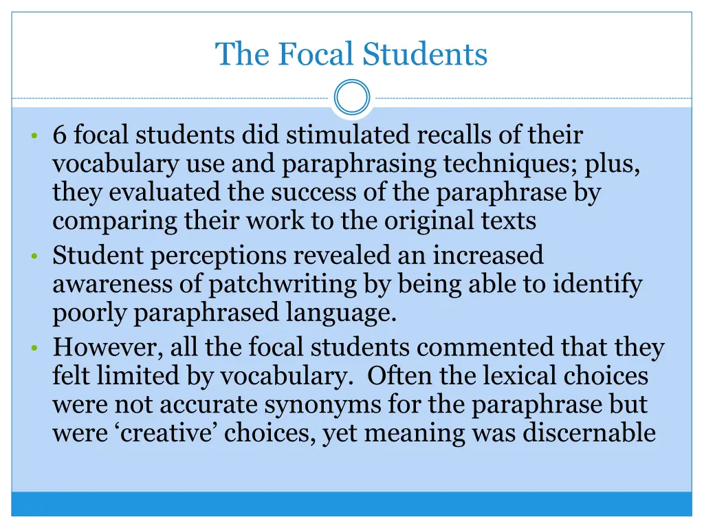 the focal students