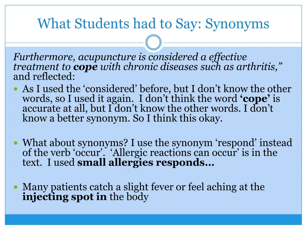 what students had to say synonyms