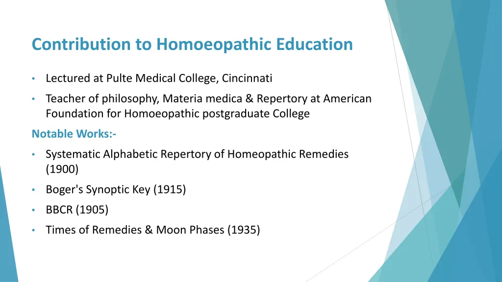 contribution to homoeopathic education