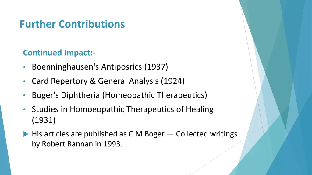 further contributions