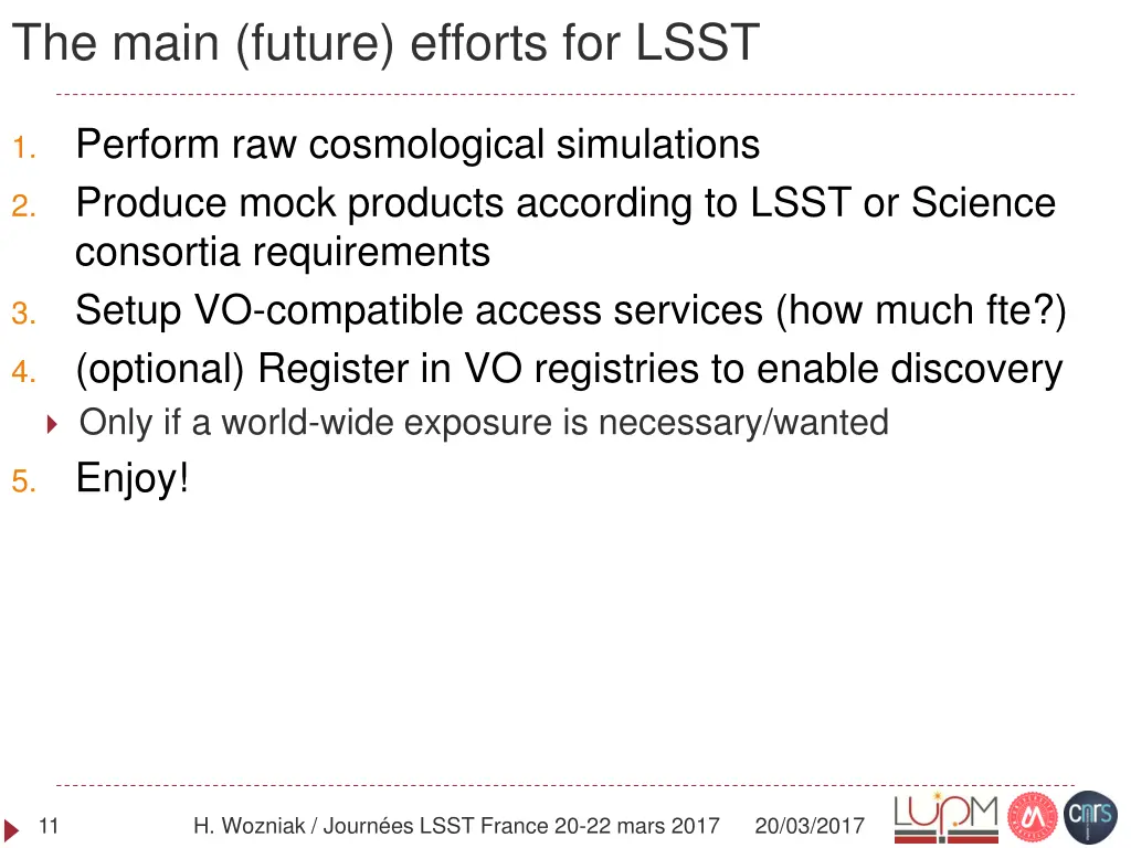 the main future efforts for lsst