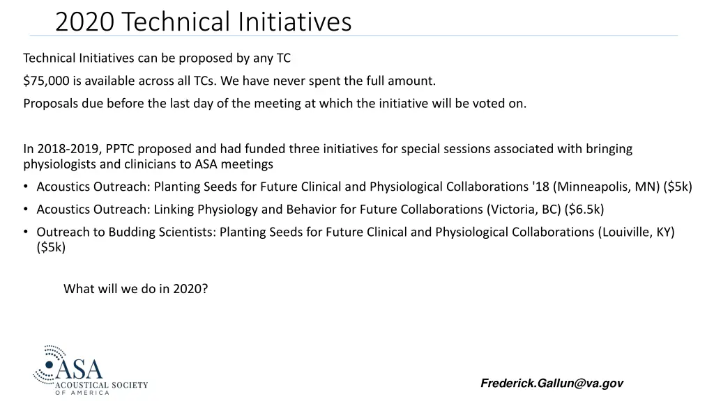 2020 technical initiatives