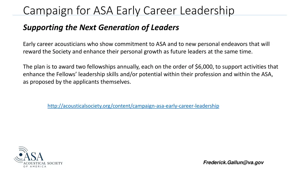 campaign for asa early career leadership