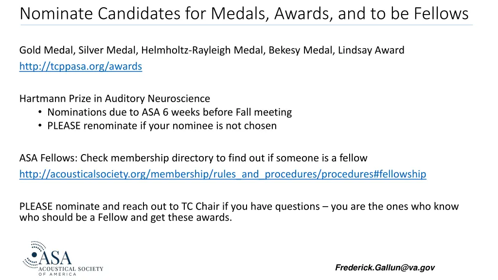 nominate candidates for medals awards
