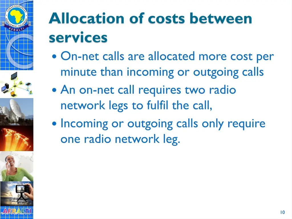 allocation of costs between services on net calls