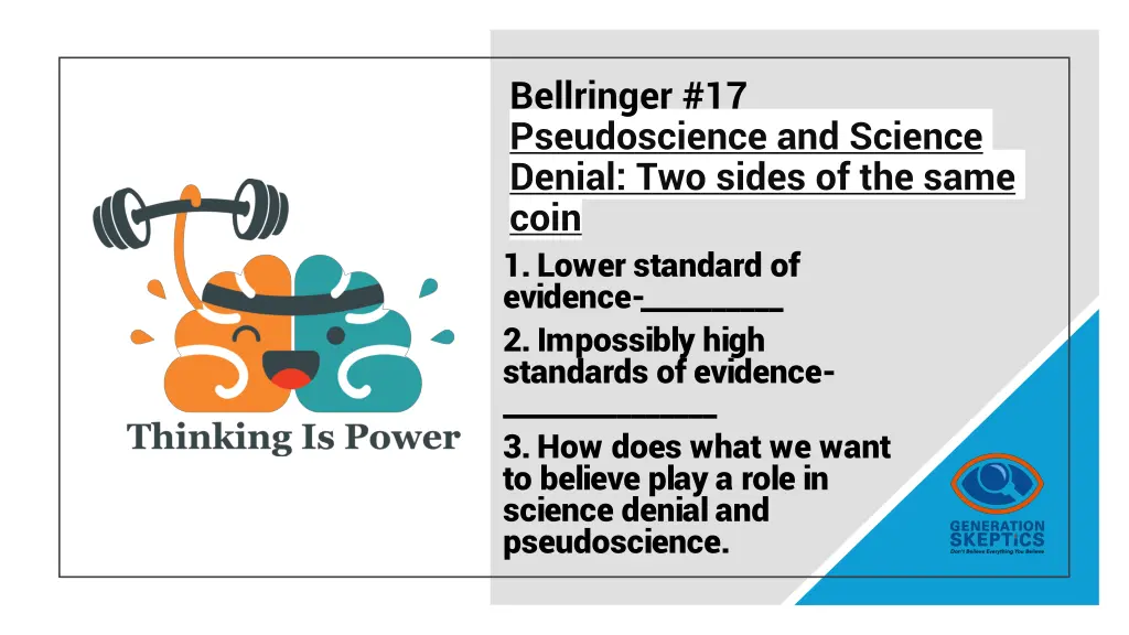 bellringer 17 pseudoscience and science denial