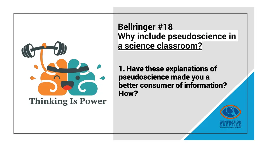 bellringer 18 why include pseudoscience