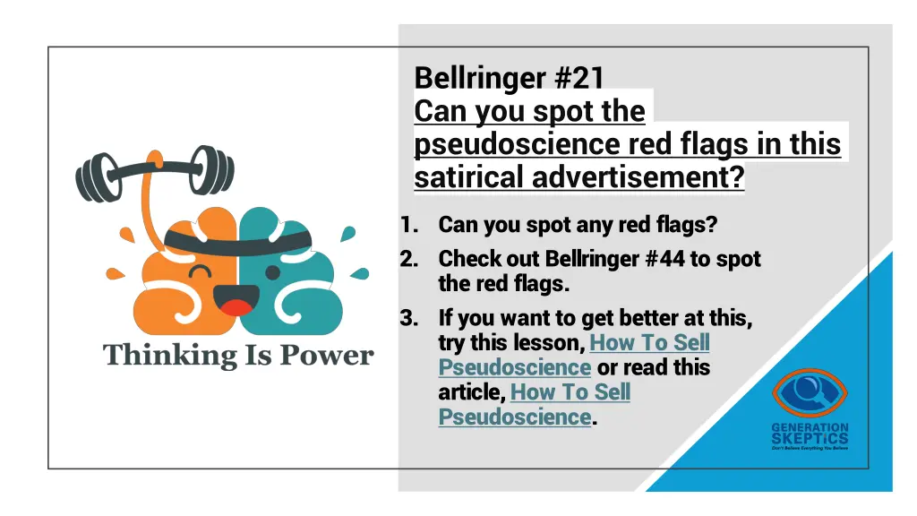 bellringer 21 can you spot the pseudoscience