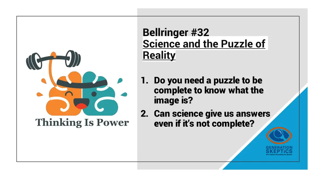 bellringer 32 science and the puzzle of reality