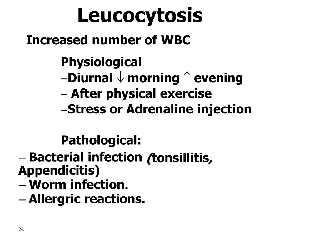 leucocytosis increased number of wbc