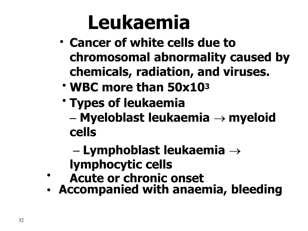leukaemia cancer of white cells