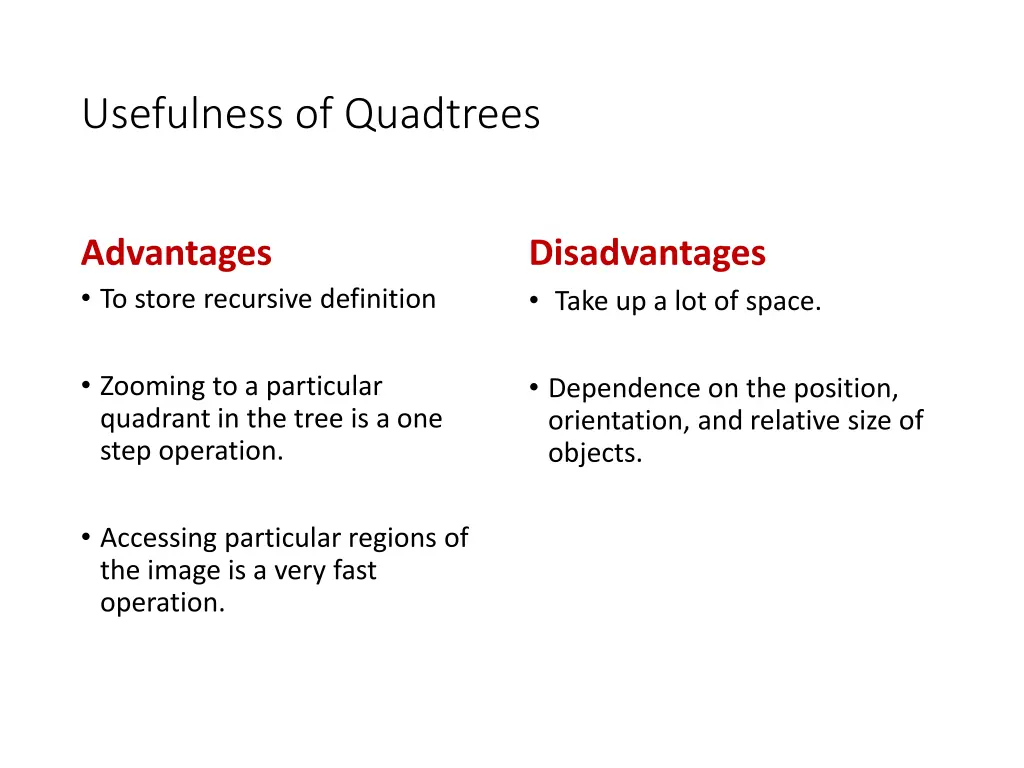 usefulness of quadtrees