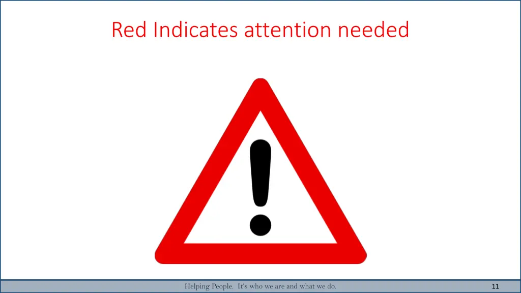 red indicates attention needed