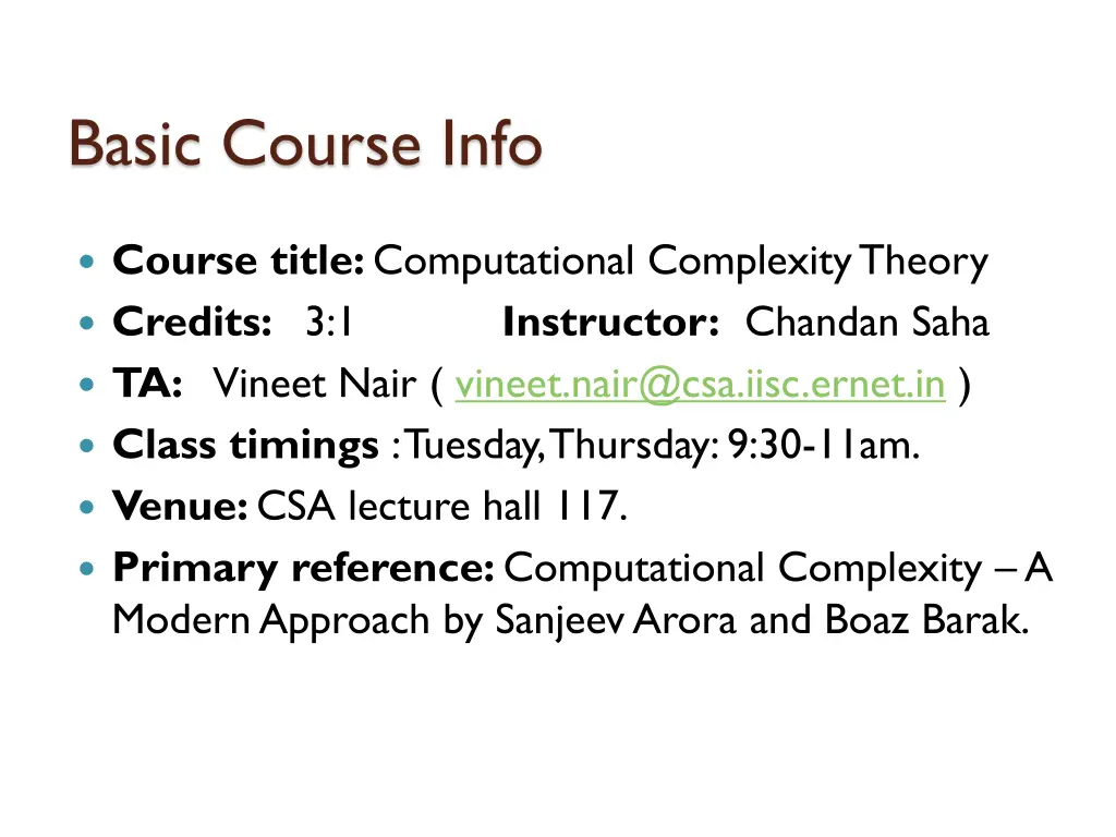 basic course info