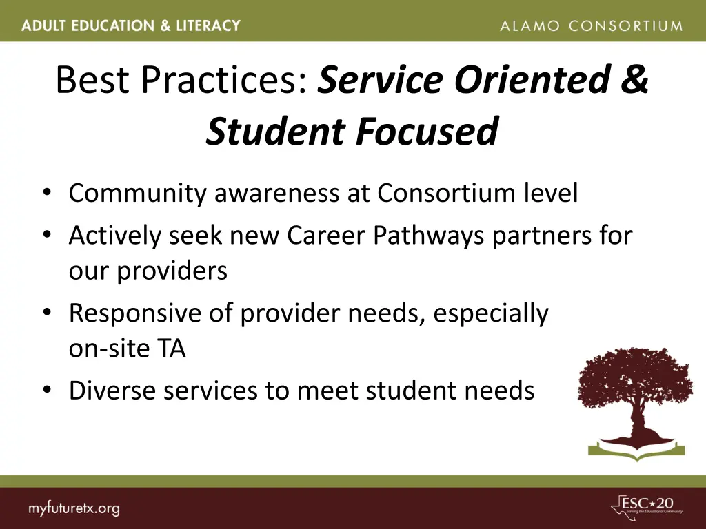 best practices service oriented student focused