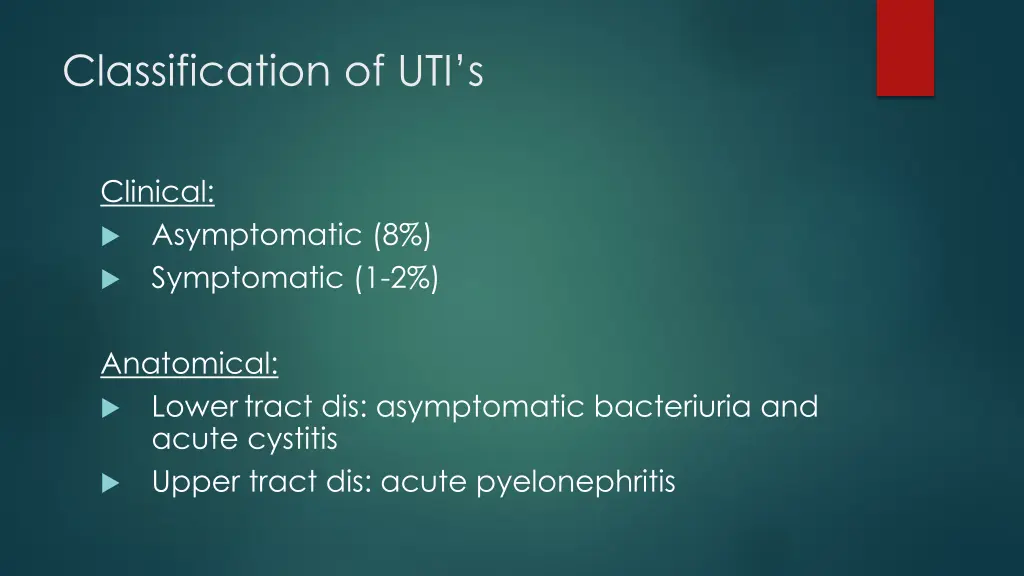 classification of uti s