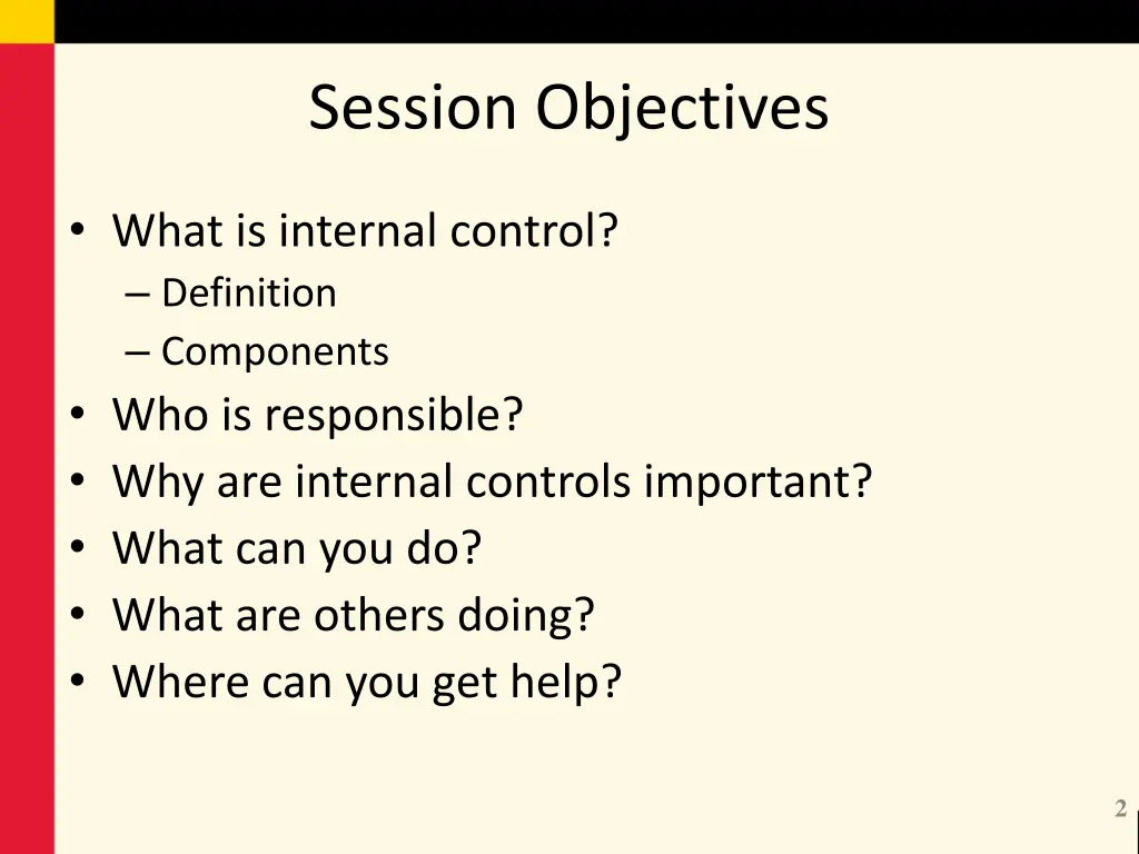 session objectives