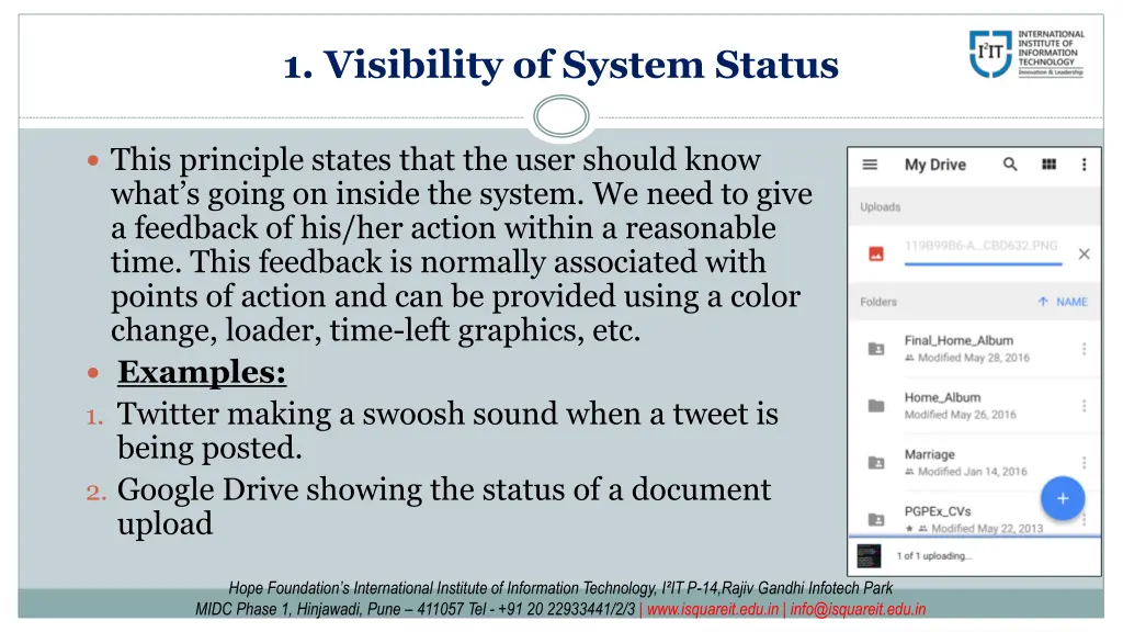 1 visibility of system status