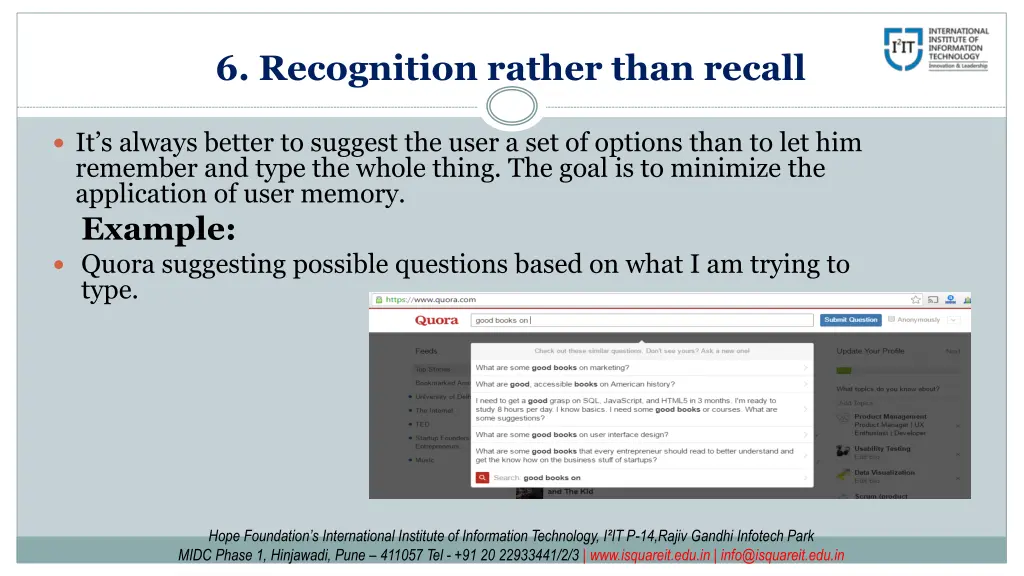 6 recognition rather than recall