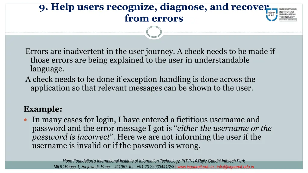 9 help users recognize diagnose and recover from