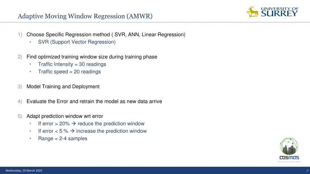 adaptive moving window regression amwr