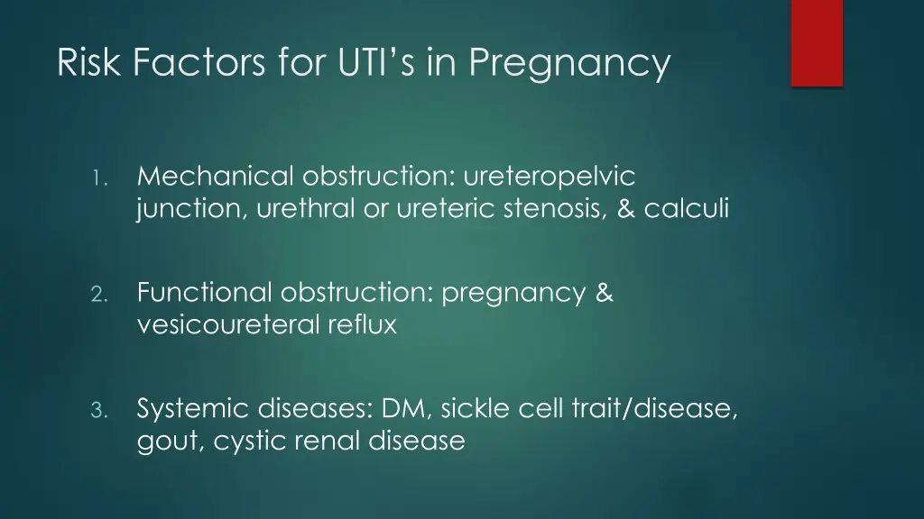 risk factors for uti s in pregnancy