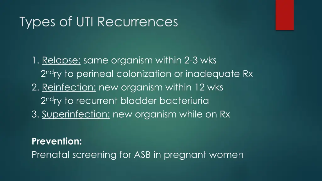 types of uti recurrences 1