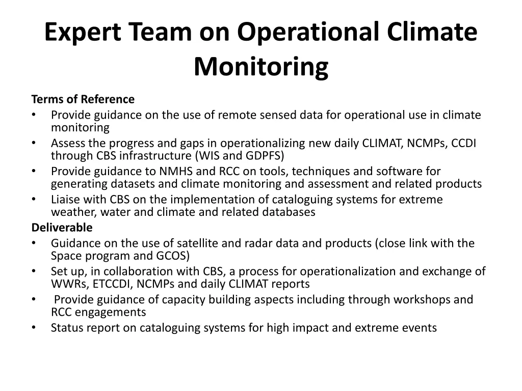 expert team on operational climate monitoring