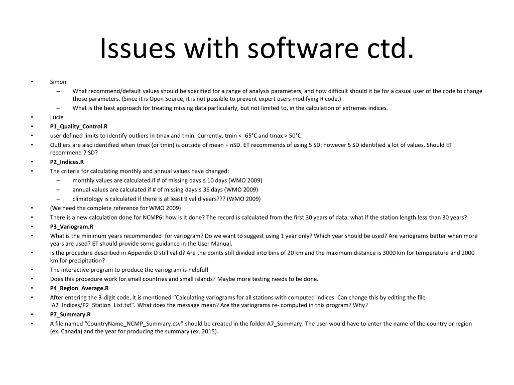 issues with software ctd