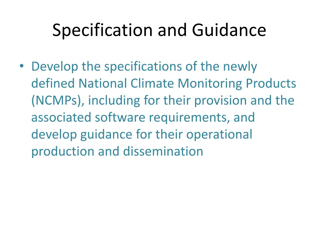 specification and guidance