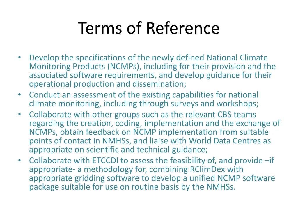 terms of reference